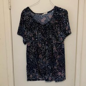 Style & Co. peasant blouse. Beautiful navy and purple floral print.
